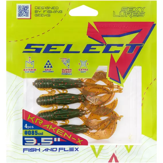 Силікон Select Kraken-X SE 3.5" #085 (4шт/уп), Довжина силікону: 3.5" (8.89 см), Колір силікону: 85, фото , изображение 2